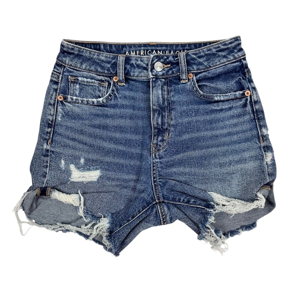 American Eagle Distressed Stretch Denim Shorts Rare Factory Sample Pair Sz 4